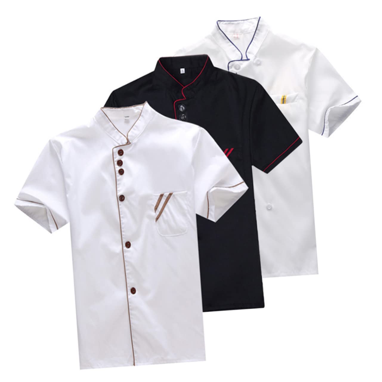 FOMIYES Basic Chef Clothing Short Sleeve Chef Jacket Oil Resistant Easy to Wash Restaurant