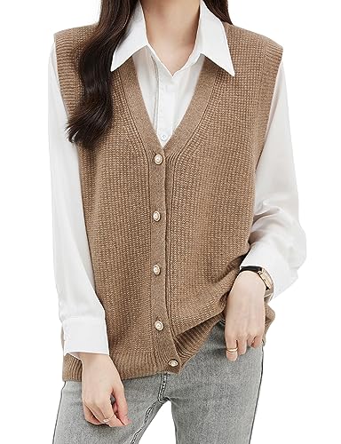 Women's 100% Merino Wool Sweater Vest 2025 Fall Winter Casual Mock Neck Sleeveless Knit Sweater Tank Tops