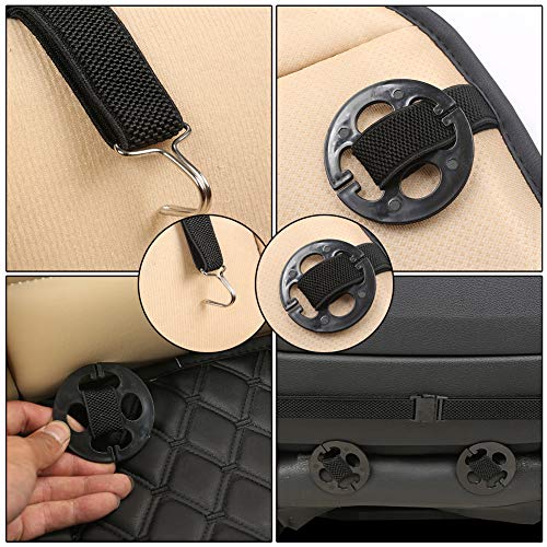 Image of Black Panther 1 Pair PU Car Seat Covers, Front Seat Protectors Compatible with 95% Vehicles,Diamond Pattern Embroidery,Anti-Slip & Full Wrapping Edge (W 21.26''xD 20.86 inch) - Burgundy