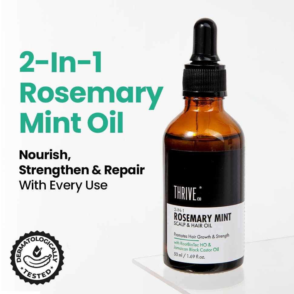 ThriveCo Rosemary Mint Hair Oil | For Hair Growth, Hair fall and Dandruff Control | Smoothens Dry Scalp & Split Ends | Suitable for both Men and Women |50ml - Image 2 thumbnail