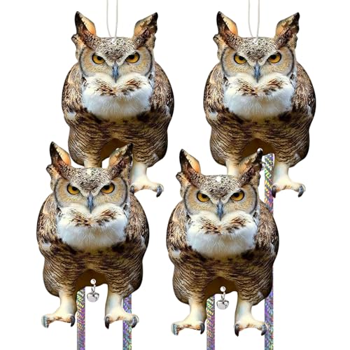 Buho Espantapajaros Espanta Pajaros Exterior: Ahuyentador de Pajaros Cartón, Buho Espanta Palomas, Ahuyentador Palomas Repelente Palomas, Auyentadores de Pajaros, Espantapájaros Huerto 4 Piezas