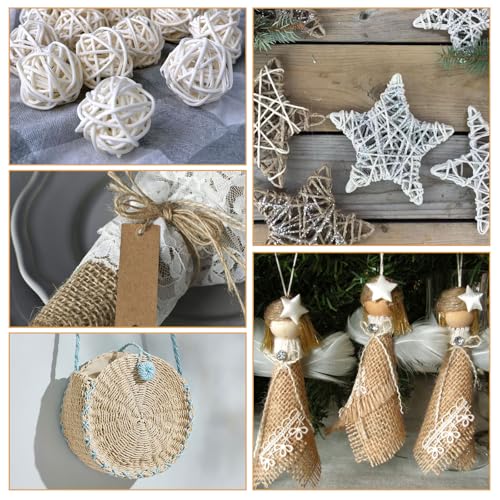 4x50m Papierdraht Natur Eisendraht Papierkordel zum Basteln 2mm Blumendraht Dekodraht Papierwickeldraht Für Blumensträuße Verpackung, Hochzeiten Weihnachten Geschenk Dekoration und DIY