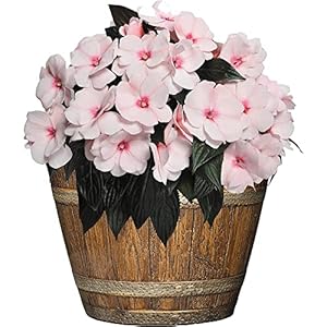 Classic Home and Garden Indoor/Outdoor Round Whiskey Resin Flower Pot Barrel Planter, Oak Brown, 9" Classic Home and Garden IndoorOutdoor Round Whiskey Resin Flower Pot Barrel Planter Oak Brown 9