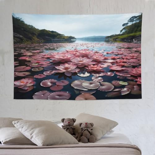 Tenture murale lotus 150x230 décoration pièce salon maison DCCCY