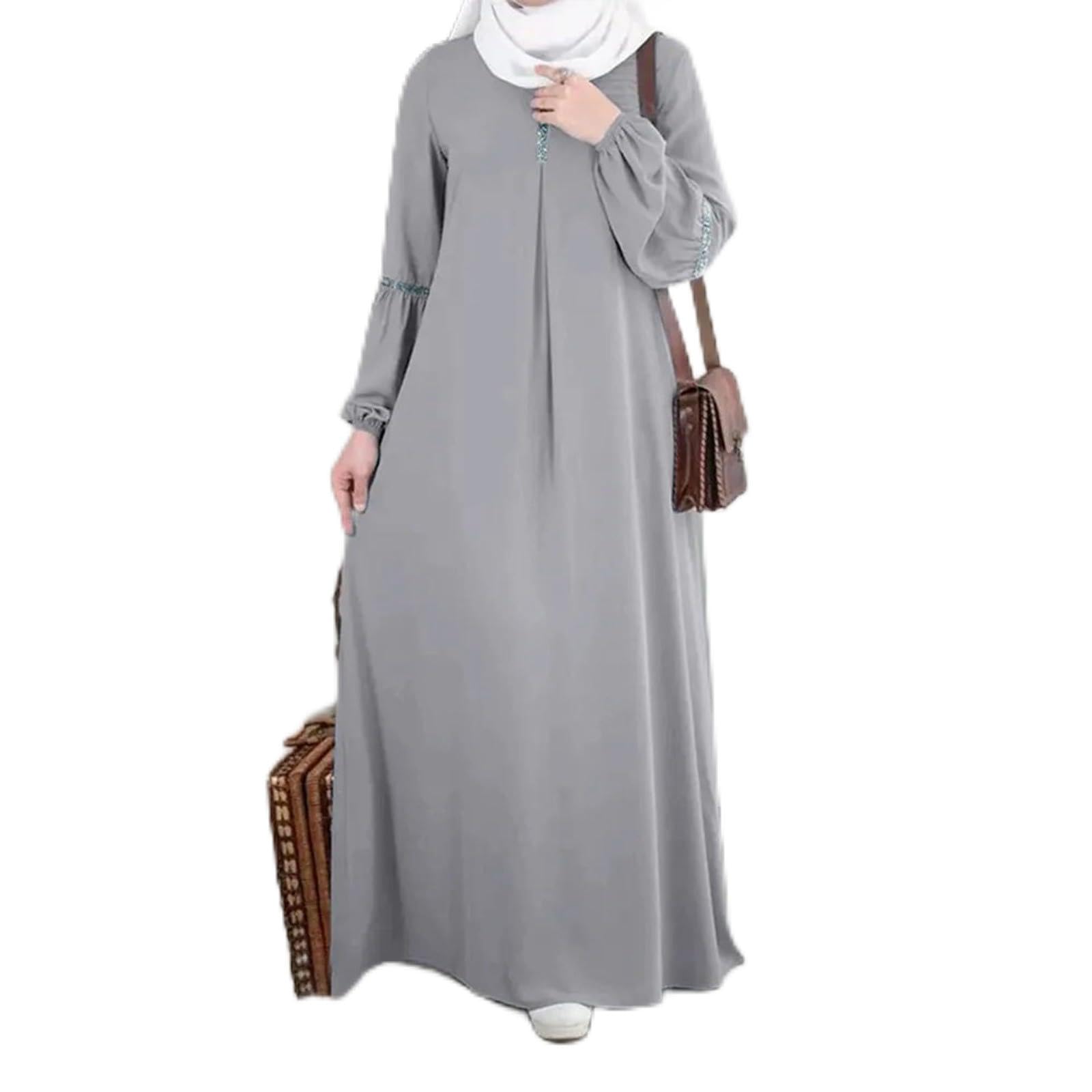 Abaya Da Preghiera Per Donne Musulmane - Eleganza Moderna Con Ricami Delicati - Tessuto Sintetico Opaco E Confortevole - Maniche Lunghe - Vestibilità Ampia - Per Matrimoni E Occasioni Speciali