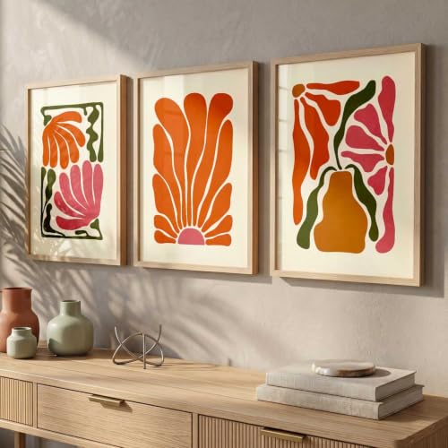 Image of kotart Boho Art Home Decoration Paintings With Frame For Living Room Bed Room Hotel Wall Decor Digital Reprint Set of 3 (13X17 inch)