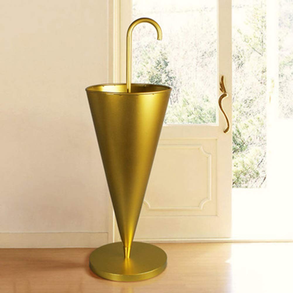 WXYZ Posición Creadora Paraguas, Paraguas Hierro Bucket En Inicio del Pasillo del Hotel, Drenaje Rápido De Almacenamiento Cubo, Negro Oro 93x30cm (Color : Gold)