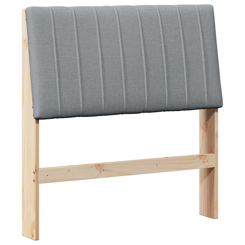 Tête de Lit Capitonnée en Tissu et Pin Massif 90 cm Gris Clair