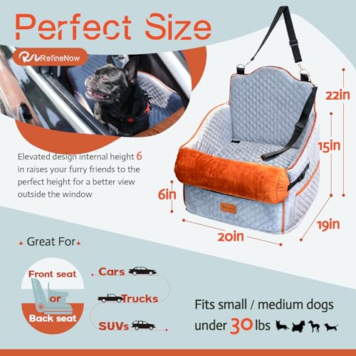 Dog Car Seat for Small Dogs,Premium Dog Booster Seat for Medium Dogs Under 30lbs,Pet Car Seat Travel Bed with Dog Pillow and Waterproof Pad,Detachable and Washable,Memory Foam Filling(Grey) Dog Car Seat for Small Dogs,Premium Dog Booster Seat for Medium Dogs Under 30lbs,Pet Car Seat Travel Bed with Dog Pillow and Waterproof Pad,Detachable and Washable,Memory Foam Filling(Grey)