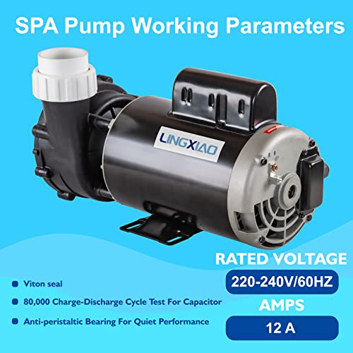 Image of SPA Pump, Single Speed SPA Hot Tub Pump - 56 Frame LX SPA Pump Motor 4HP, 220-240V, 2 inch Port (Model: 56WUA400-I)