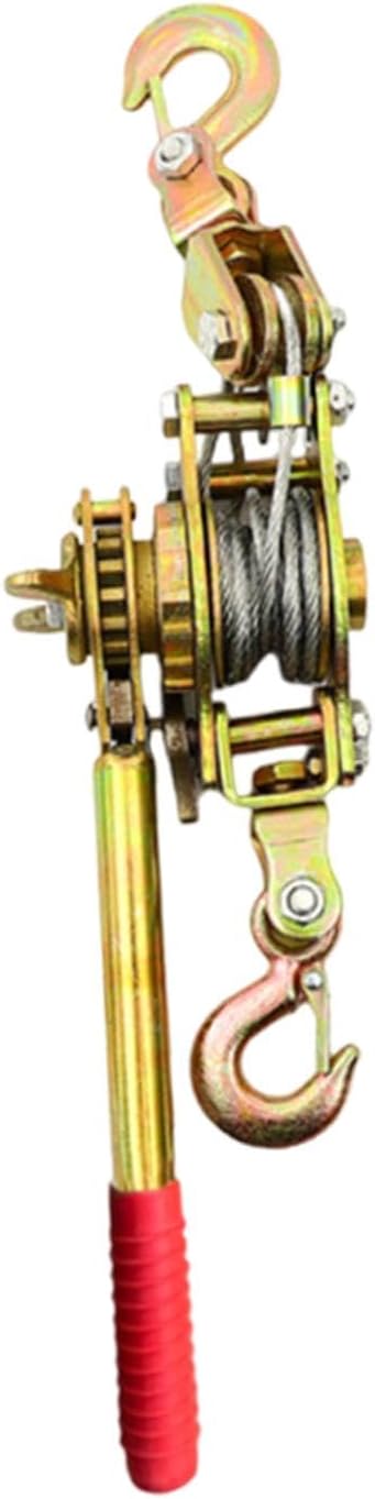 Rope Puller Manual Steel Wire Tensioner with 2 Hook Reinforced Gears Heavy Duty Cord Pulling Tool for Construction- 2 Ton