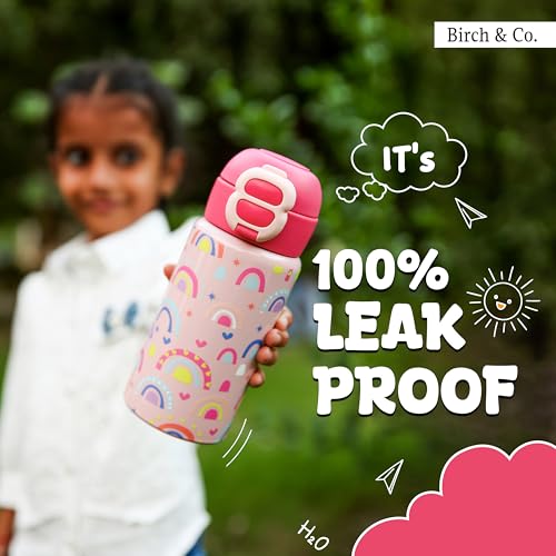 Image of Kids Water Bottle - Water Bottles for School - Dualcap Sipper WaterBottle for Kids - Waterbottle for Girls and Boys, Stainless Steel 316, Spill-Proof, BPA-Free, Perfect for School and Play, Rainbow