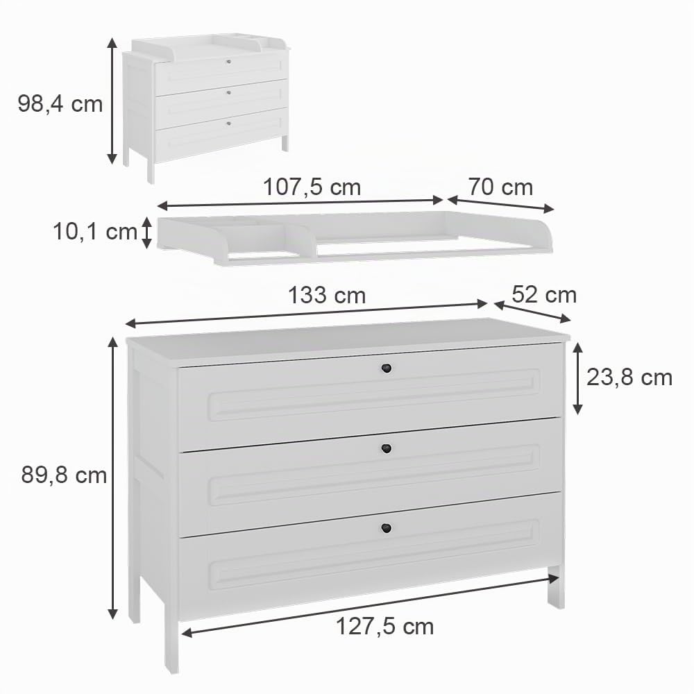 VitaliSpa Mueble Cambiador Ajaton, Blanco, 133 x 98.4 cm