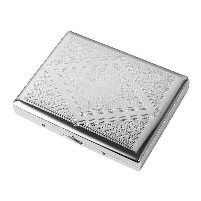 Victorian Style Classic Metallic Silver Color Double Sided King and 100s Cigarette Case Holder and Credit Card RFID Protective Security Wallet (Diamond)