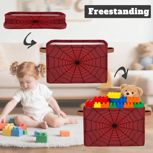 Panier de rangement grande boîte rectangulaire tissu rouge