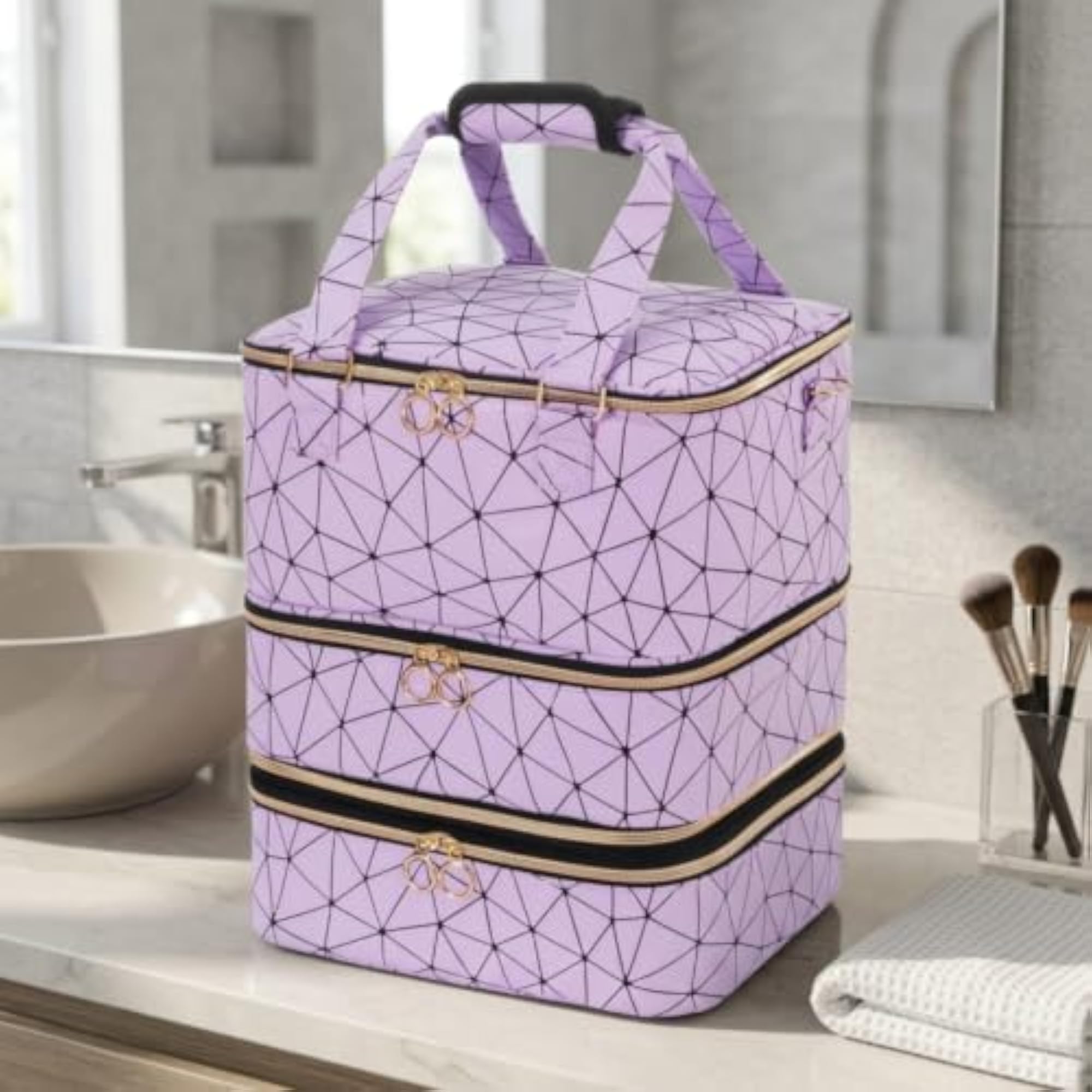 Three-Layer Nail Polish Organizer, Travel Cosmetic Bag