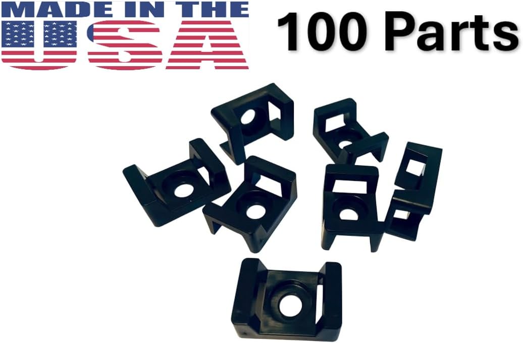 Saddle Type Cable Tie Mounts, 100 Pack – Nylon 6/6 UL94 V-2