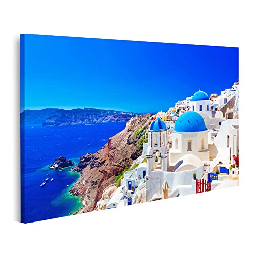 islandburner Tableau sur Toile Ville d'Oia sur l'île de Santorin en Grèce 1 Cadre Affiche Poster Murale Tableaux