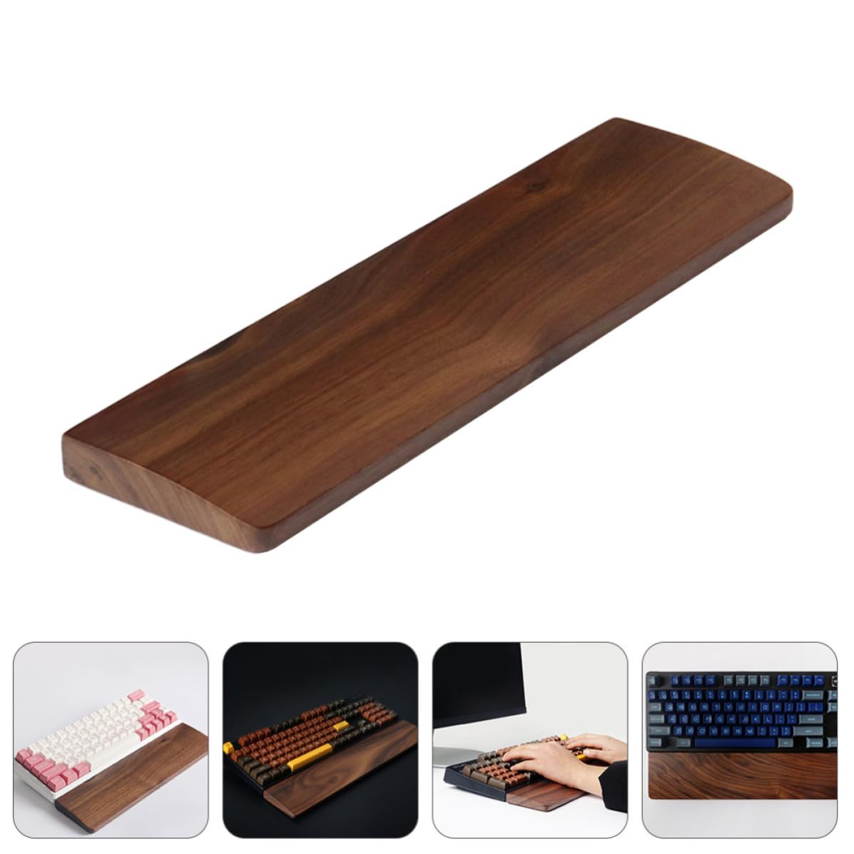 Walnuss Handgelenkauflage für Tastatur 440mm Ergonomisch | Holzstruktur in Kaffeefarbe, Feine Verarbeitung, als Ersatz für Alte oder Defekte Auflage