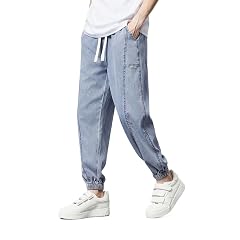 JSEIAJB Jeans Elastic Waist Thin Mens Pants Men 3X-Large Blue