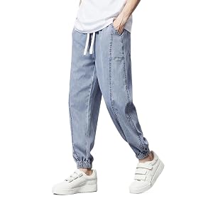 JSEIAJB Jeans Elastic Waist Thin Mens Pants Men 3X-Large Blue