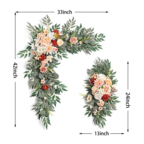 Serra Flora Wedding Arch Flowers Kit (Pack Of 4) 2Pcs Artificial Flower Arrangement With 2Pcs Draping Fabric Floral Swags For Ceremony Reception Backdrop Decorations(Champagne) #TOP3