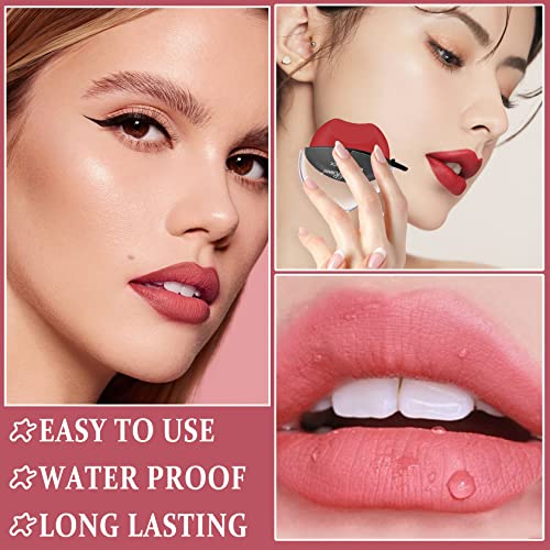 Nvleptap 3 Colors Matte Lipstick Set Lazy Lipstick Waterproof Long Lasting High Pigmented Lip Gloss Non-Stick Cup Velvet Lip Stick Stain Lip Makeup For Women Girls（Set A） #TOP3