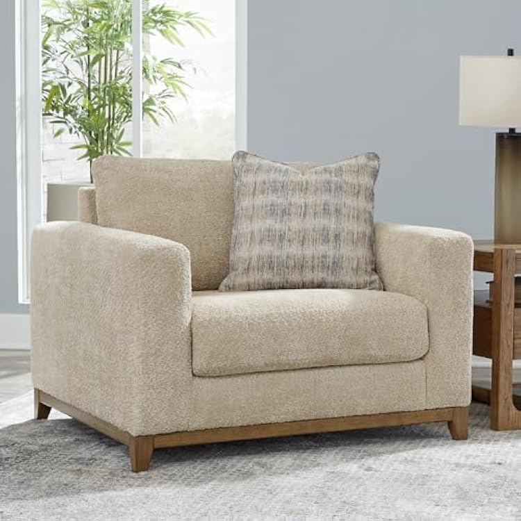 Signature Design by Ashley Parklynn Classic Upholstered Oversized Chair with 1 Accent Pillow, Beige