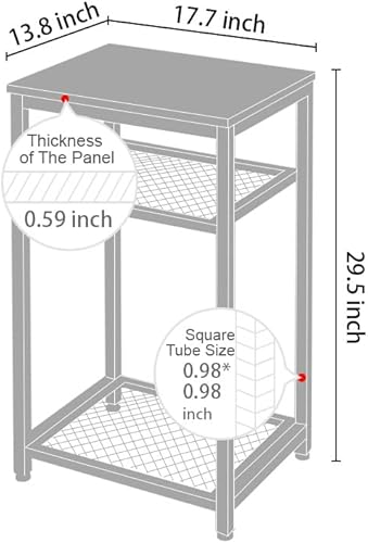 Miniatura 3 de Mesa auxiliar con estantes de malla de 2 niveles, estantes abiertos, mesa auxiliar pequeña, mesita de noche con aspecto de madera industrial con