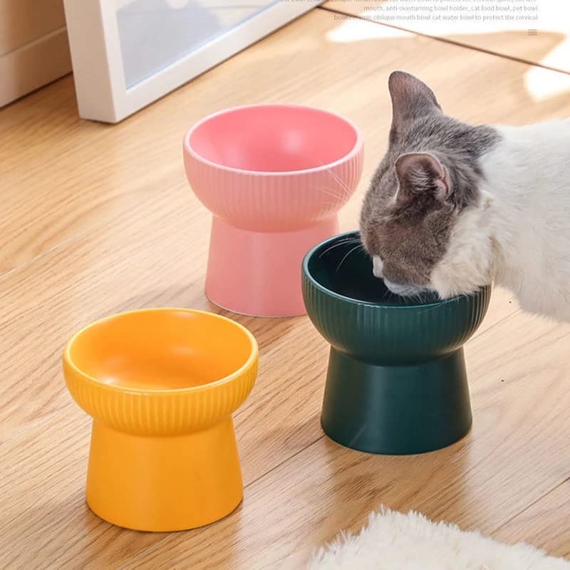 Image of PETANGEL 2 Pcs Ceramic Cat Food Or Water Bowl, Raised Cat Feeder Dishes with Stand, Elevated Pet Food Bowl for Cats and Small Dogs, Stress Free Backflow Prevention & Reduce Neck Burden
