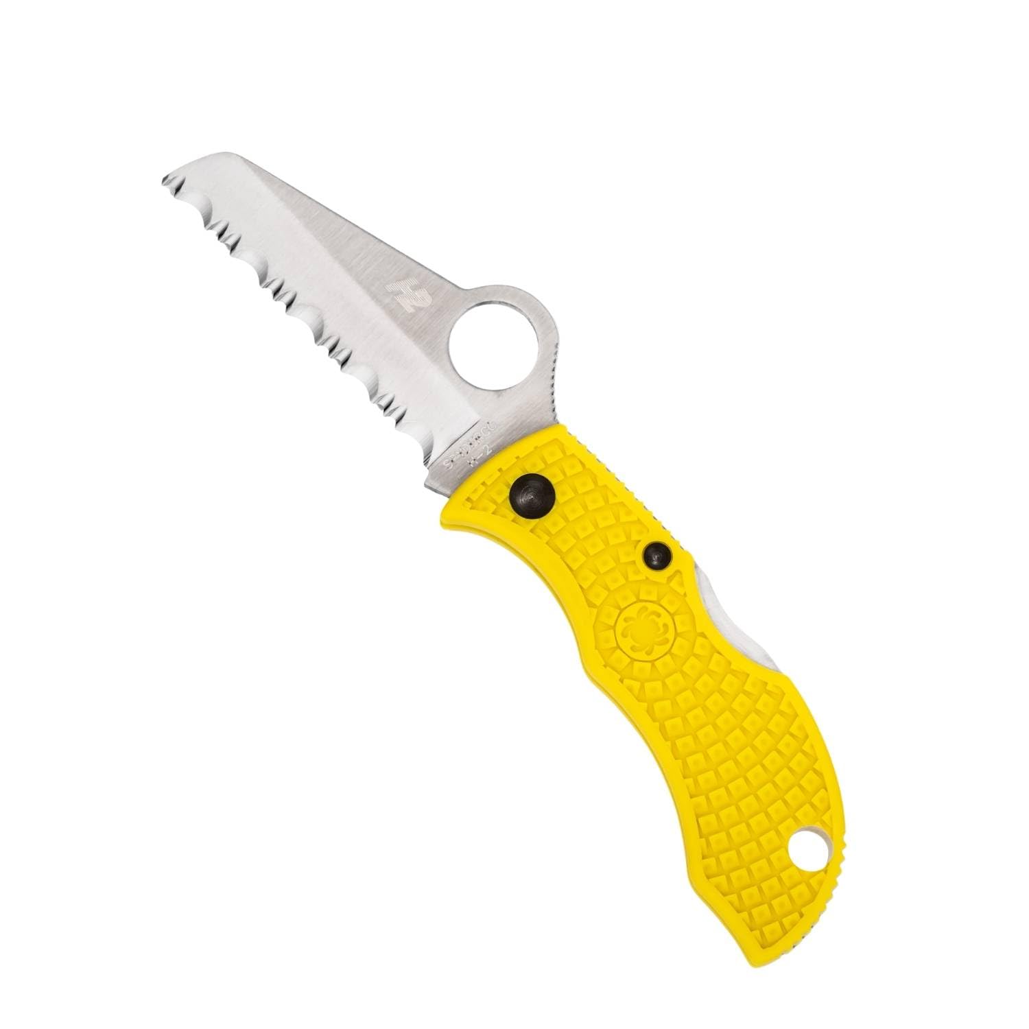 Spyderco Manbug Salt Lightweight 4.40" Folding Knife with 1.90" H-1 Hollow-Ground Blade and Yellow FRN Handle - SpyderEdge Serration - MYLS