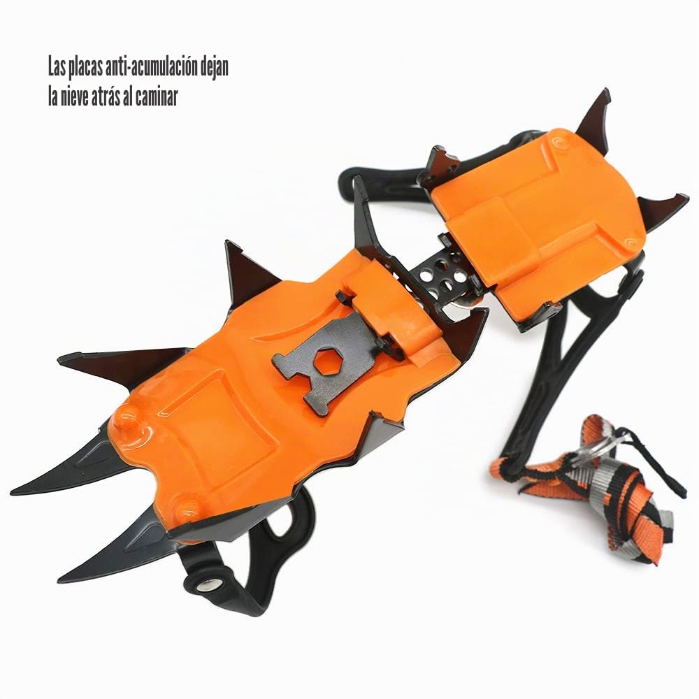 Crampones de Agarre para Zapatos de Hielo de 12 Dientes con Correas Ajustables, Tacos de Tracción para Nieve para Escalada, esquí de Montaña, Senderismo en Glaciares y Más, US