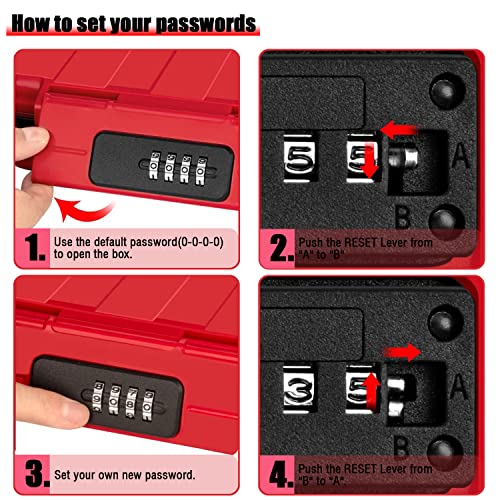 V·RESOURCING Portable Security Lock Box with 4 Digit Code, Outdoor Key Safe Removable Wire Rope - Image 4
