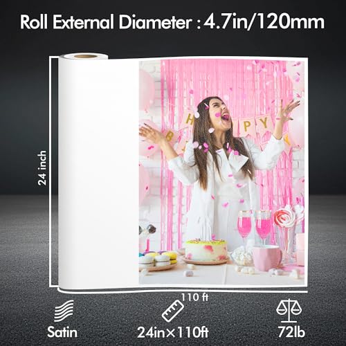 Koala Premium RC Satin Photo Paper Roll, 24 inch x110ft Wide Format for Inkjet Printers, Waterproof, Quick Dry, High Resolution for Photography, Art Prints & Posters by KOALA PAPER - Image 2
