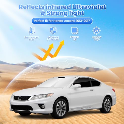 Image of Canvcle Window Shades for 2013-2017 Honda Accord Accessories Windshield Sun Shade Side Rear Window Cover Sunshade Sun Visor Shield Privacy Protection for Camping Keep Vehicle Cool Black 6PCS