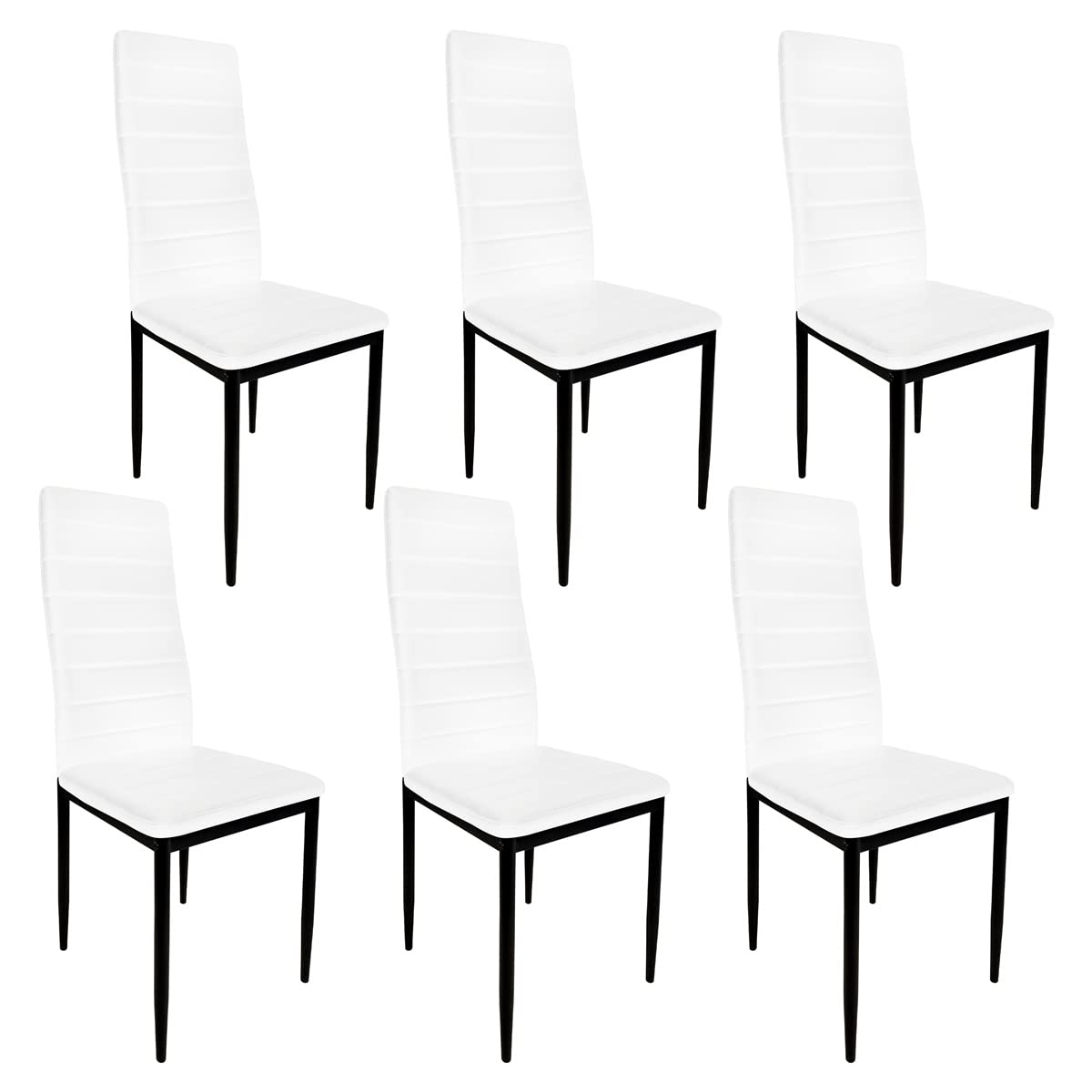 Duérmete Online - Pack Mesa de Cristal de Comedor o Cocina + 6 Sillas Color Blanco a Juego, Modelo Döme, Prácticas y Funcionales