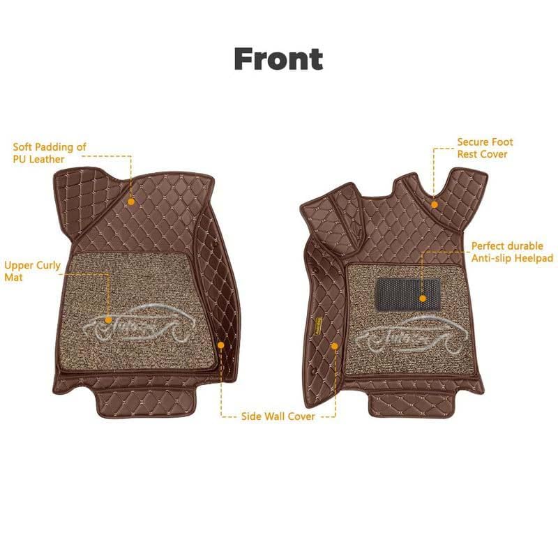 Image of 7D Car Foot Mat for Harrier EV | Coffee Beige with Beige Curly