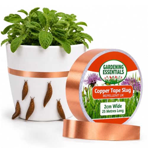 SOL 1pk Copper Tape Slug Repellent UK - 25m Pet Friendly Slug and Snail Control Indoor & Outdoor - Copper Tape for Slugs - 1pk x 25m