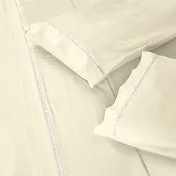 Jogo Lençol 400 Fios Queen Casal Ponto Palito 4Pcs Casa Dona (Casal, Marfim)