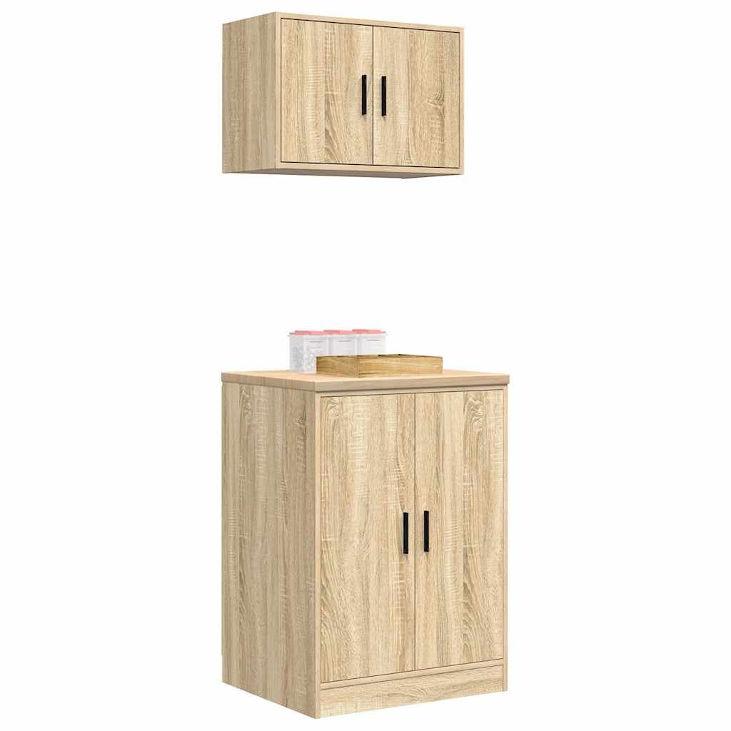 Générique Armoires de Garage 2 pcs chêne Sonoma Bois d'ingénierie,Entreprise & Industrie,Stockage Industriel,Armoires industrielles,3328307