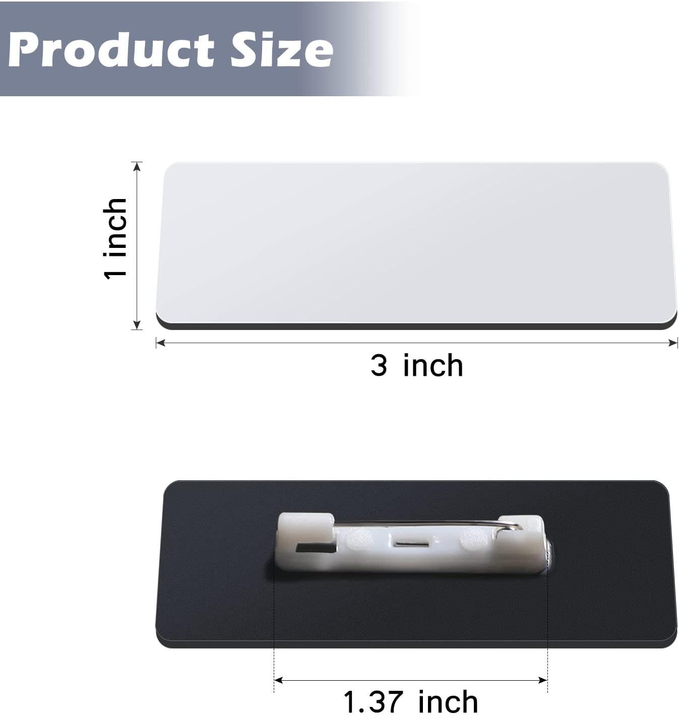 Name Tag Blank Name Badges 1 x 3 Inch DIY Blank ID Name Badge with Pin Backing for Office Workers Students, Personalized Badges Making (50 Pieces) - Image 2