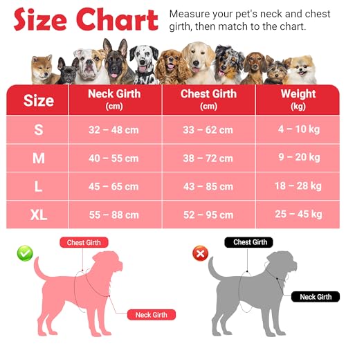 Funfox Dog Harness Medium, No Pull Harness with Front Clip & Vertical Handle, Adjustable Anti Pull Padded Pet Vest, Reflective Night Walking Size for Small Medium Large Breed, Red M
