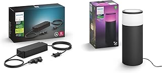 Philips Hue White and Colour Ambiance Outdoor Pedestal/Bollard Calla Extension (802082) & Philips Hue 1748830VN 95W Power Supply Box, Black