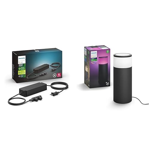 Philips Hue Fuente de alimentación para exteriores de 100 W, a prueba de clima, en blanco y negro y de color, extensión de luz para exteriores, 1
