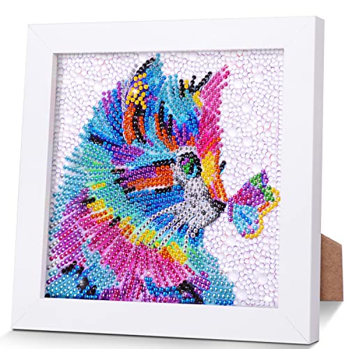 AmzKoi Diamond Painting Set für Kinder, 5D Diamant Painting Full Mit Holzrahmen Katze, Malen Nach Zahlen Diamant Painting Kinder Mädchen Erwachsene, Diamant Painting Bilder Arts Craft für Home Decor