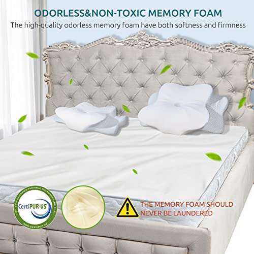 Image of DONAMA Cervical Pillow for Neck and Shoulder Pain Relief, Cooling Contour Memory Foam Pillow, Dual-Height Ergonomic Neck Support Pillow for Side Back Stomach Sleepers with Removable Pillowcase
