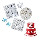QELEG 3 Pieces Silicone Christmas Snowflake Mold Fondant Mold Chocolate Candy Decorating Mold