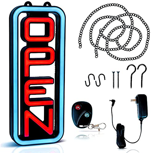 Image of Led Open Sign for Business - Stand Out with 64 Super-Bright Color Combos to Match Your Brand - Programmable Neon Flash, or Scroll - 8 x 19 inch