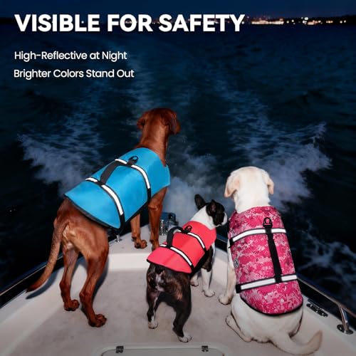 VIVAGLORY Rip Stop Schwimmweste Hund, Hundeschwimmweste, Schwimmhilfe & Auftrieb, Rettungsweste Hund für Bootfahren, XS, Blau