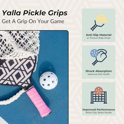 Pickle Grips Pickleball Paddle Grip Tape - Overgrip Grip Wrap for Pickleball Racket - Moisture Wicking Paddle Grip Wrap (2 Pack) (Pink)